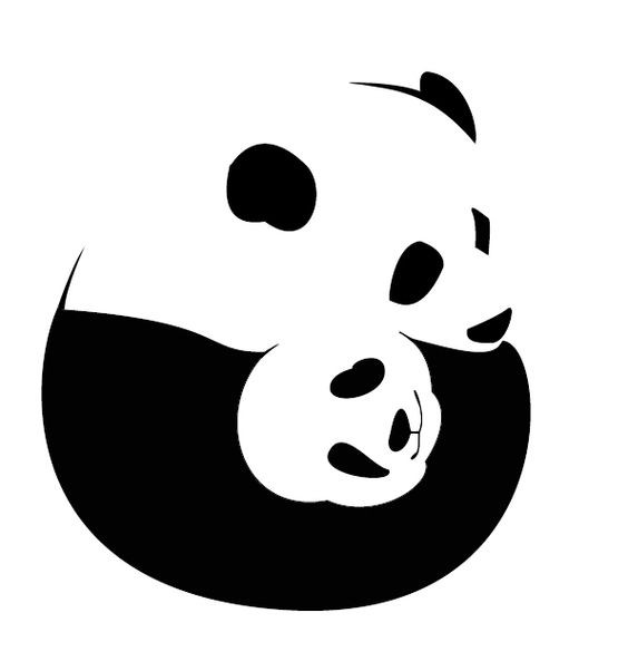 Curled mom and baby panda tattoo design