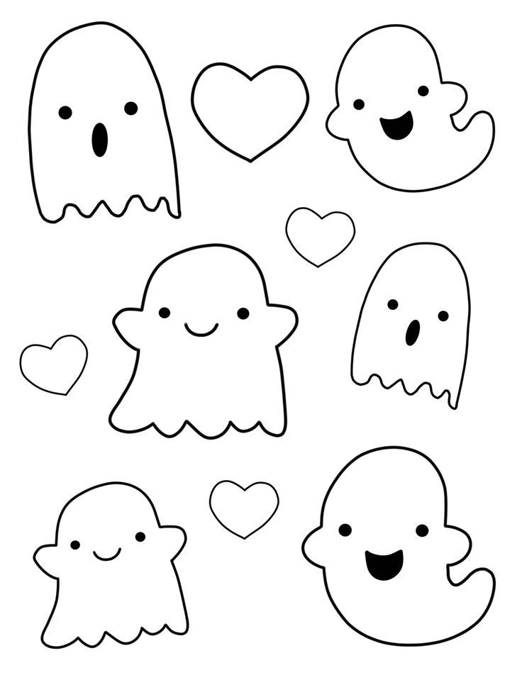 Cute amusing tiny lineart ghosts tattoo design