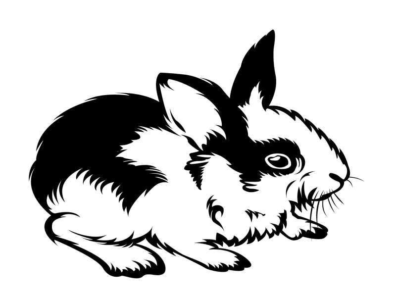 Cute black-and-white spotted rabbit tattoo design