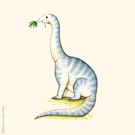 Cute cartoon dinosaur keeping a leaf in mouth tattoo design