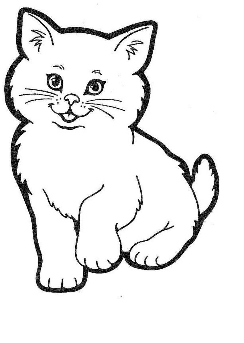 Cute cartoon uncolored cat tattoo design