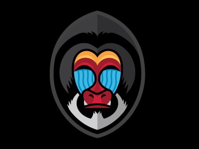 Cute colored baboon face logo tattoo design