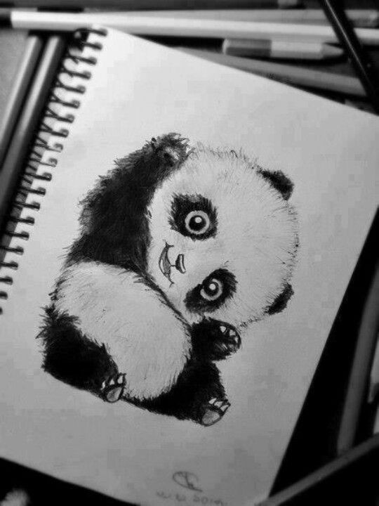 Cute fluffy playing panda tattoo design