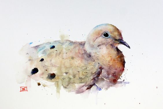 Cute fluffy watercolor dove tattoo design