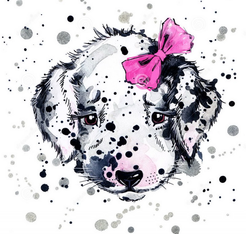Cute funny animal muzzle with pink bow tattoo design