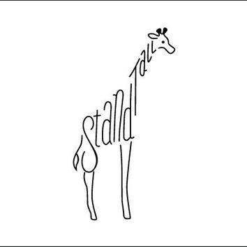 Cute lettered giraffe tattoo design
