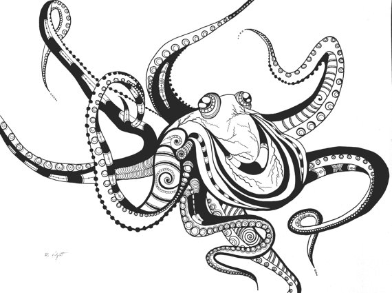 Cute ornamented octopus tattoo design