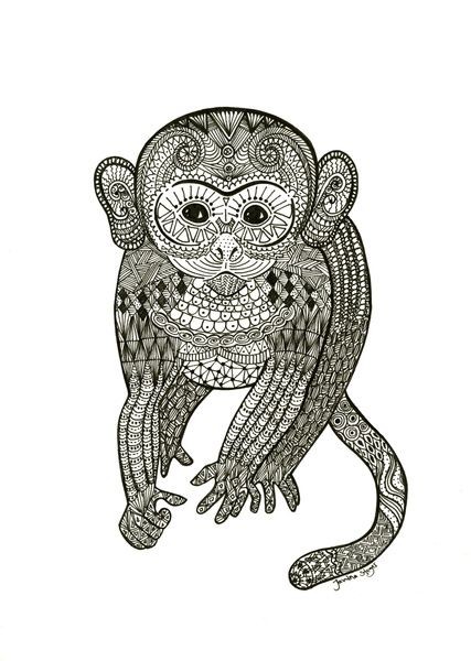 Cute ornate monkey tattoo design