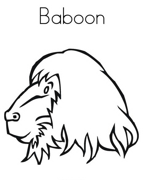 Cute outline baboon head in profile tattoo design