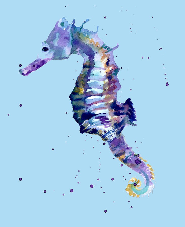 Cute purple watercolor seahorse tattoo design