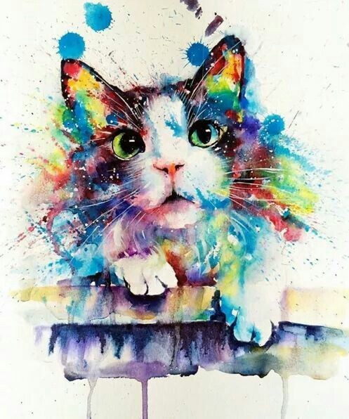 Cute rainbow waterolor animal tattoo design