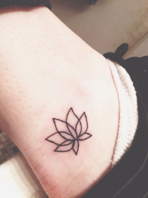 Cute small black-contour lotus flower tattoo