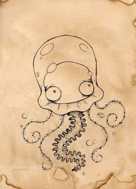Cute small cartoon jellyfish tattoo design