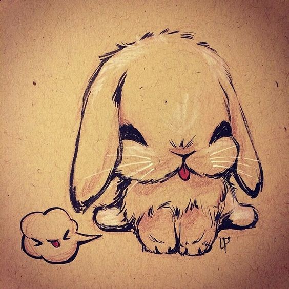 Cute snuffy cartoon fluffy white hare tattoo design