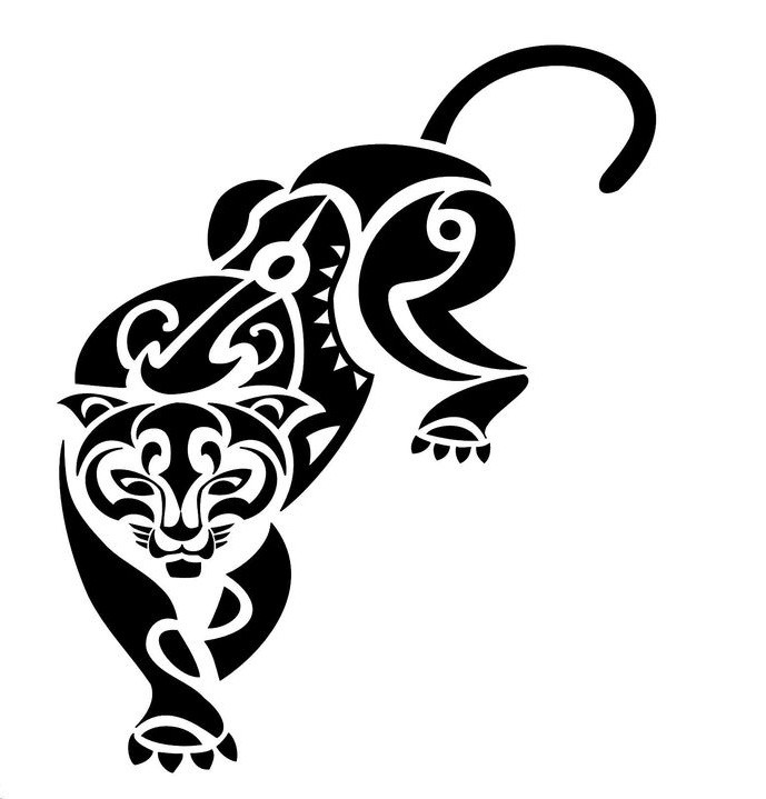 Cute tribal panther tattoo design