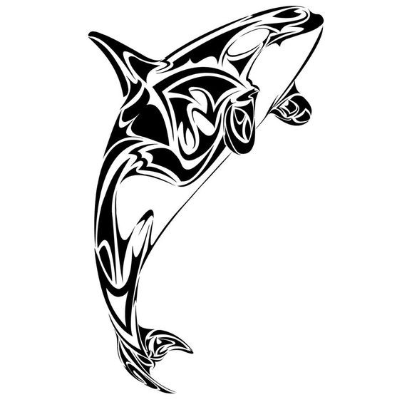 Cute tribal whale tattoo design