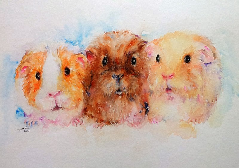 Cute watercolor rodent trio tattoo design