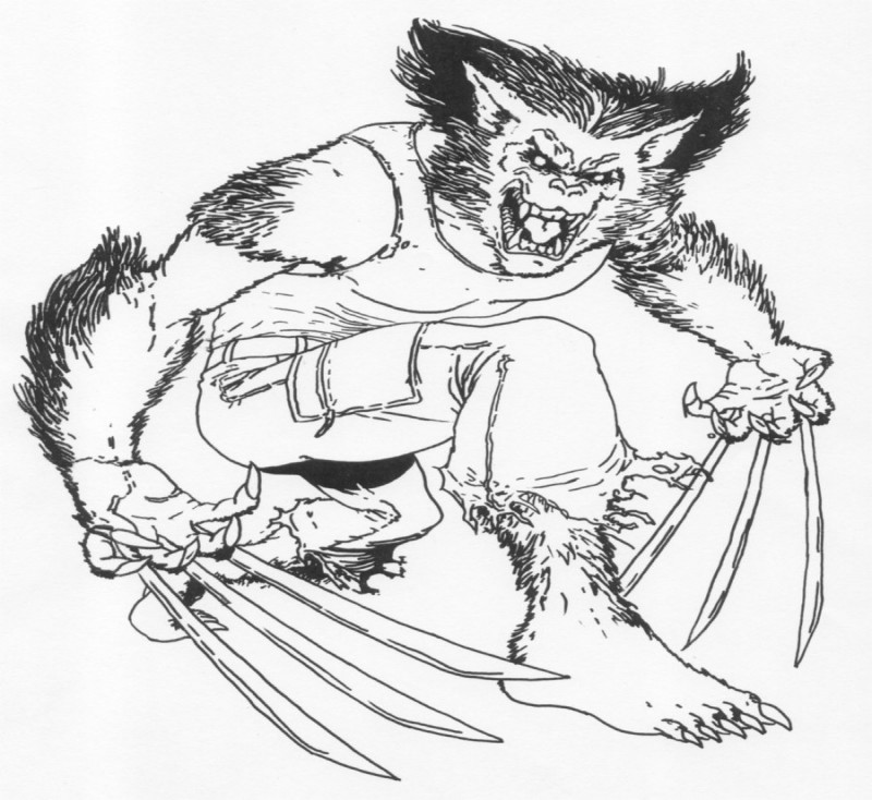 Dangerous colorless werewolf with long blade cluthers tattoo design by Stone Gate