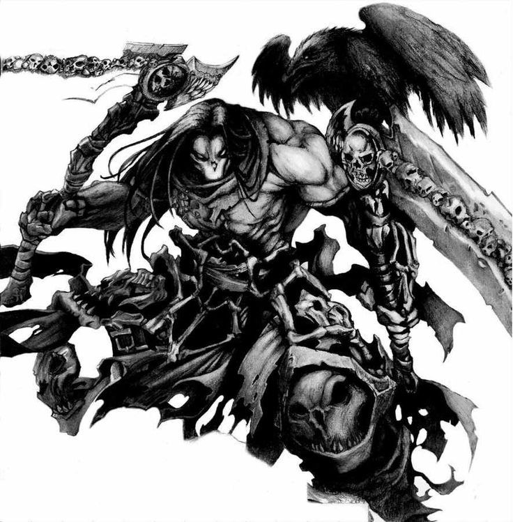 Guerreiro de morte perigosa com desenho de tatuagem de dois machados gigantes