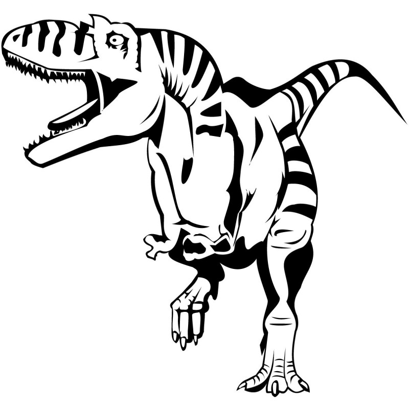 Dangerous outline striped dinosaur tattoo design