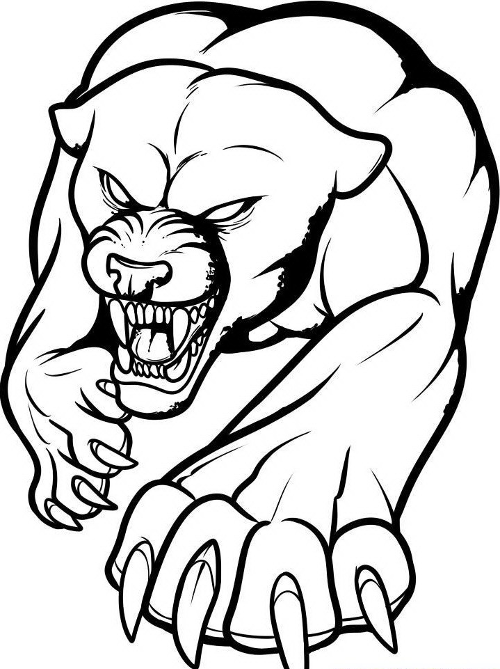 Dangerous unolored panther tattoo design