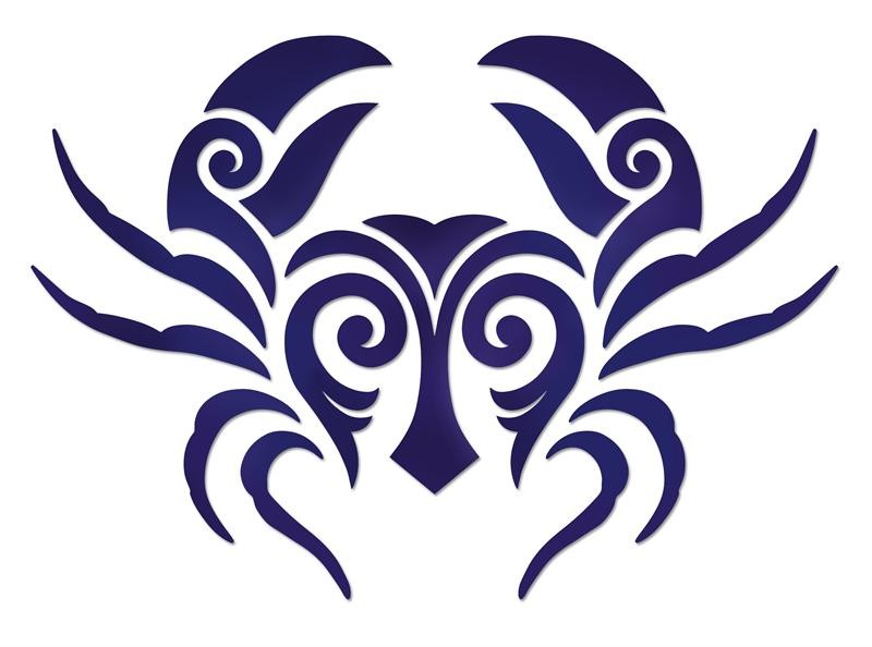 Dark-blue tribal crab tattoo design