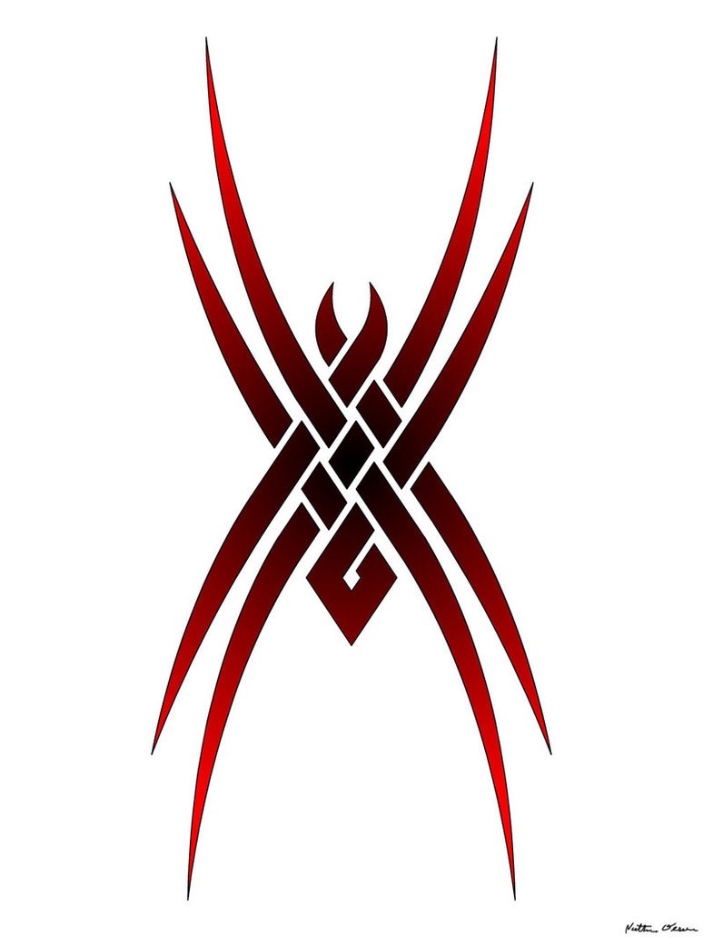 Dark red tribal celtic spider tattoo design by Gekko Design