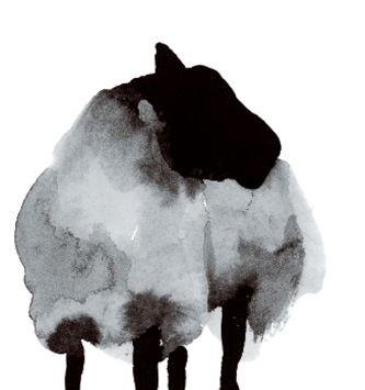 Dark watercolor sheep turning its back tattoo design