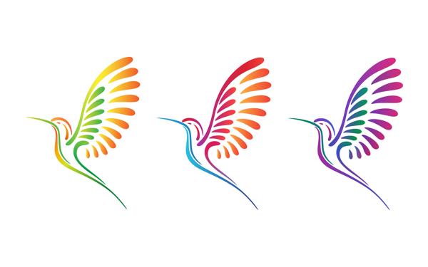 Different-color hummingbirds tattoo design