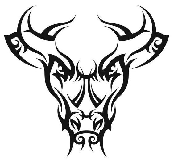 Dire black tribal bull face tattoo design