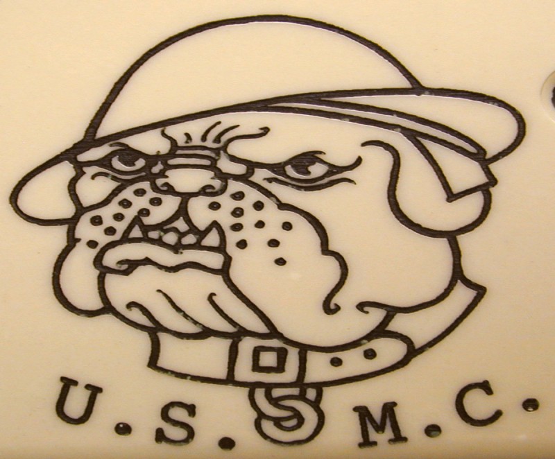 Dire outline bulldog in cap with printed letters tattoo design
