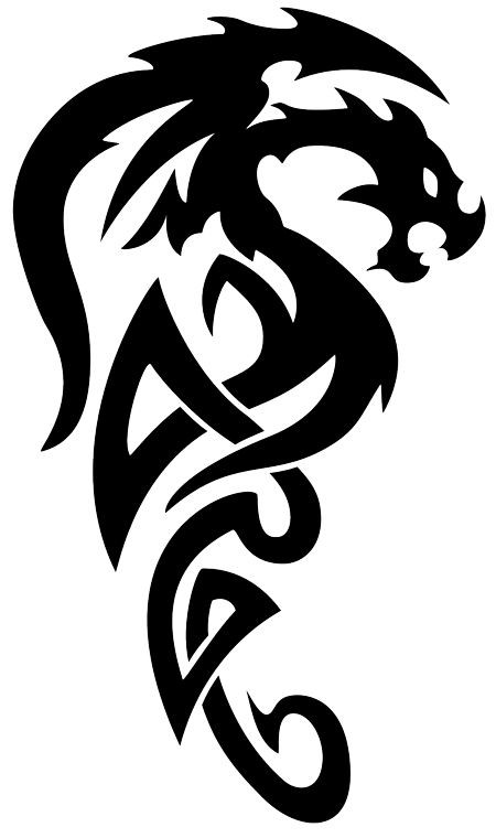 Disgruntle black tribal oriental dragon tattoo design