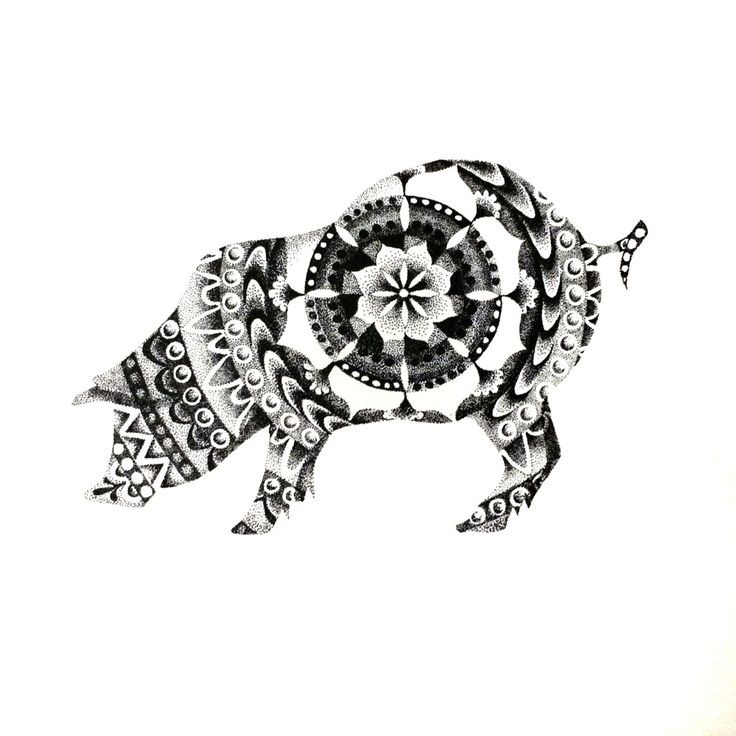 Dotwork mandala-printed pig tattoo design