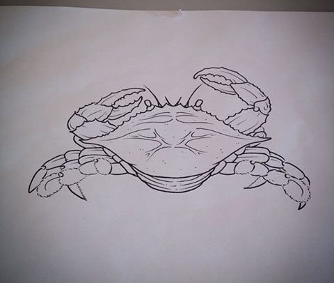 Elegant static outline crab tattoo design