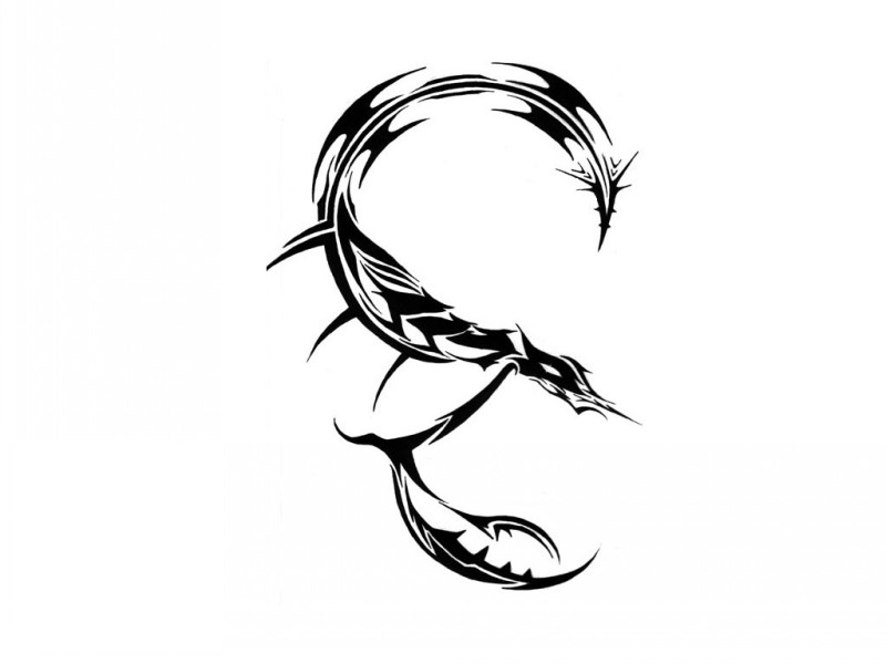 Elegant swirly scorpion tattoo design