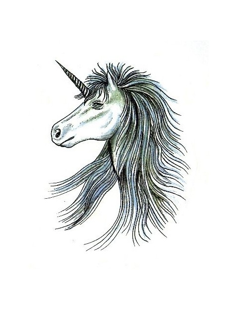 Elegant unicorn head in profile tattoo design