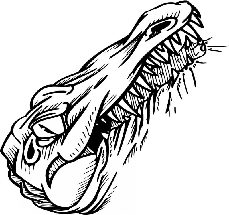 Evil colorless reptile head tattoo design