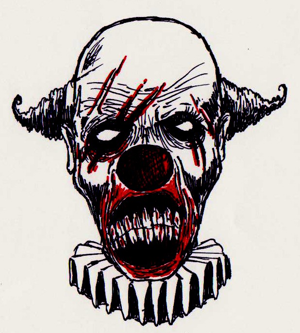 Clawn demônio do mal com arranhões e design de tatuagem de mandíbulas sangrentas