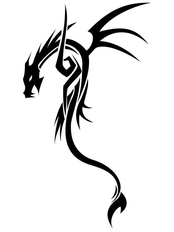 Evil elegant black-ink dragon tattoo design
