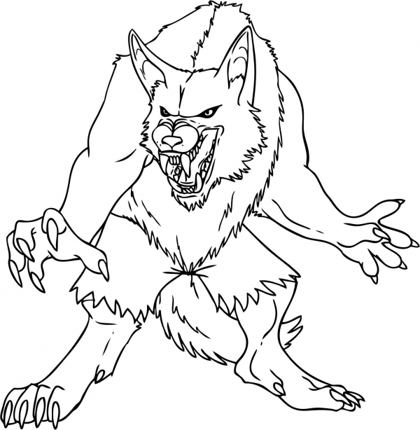 Evil simple black outline werewolf tattoo design