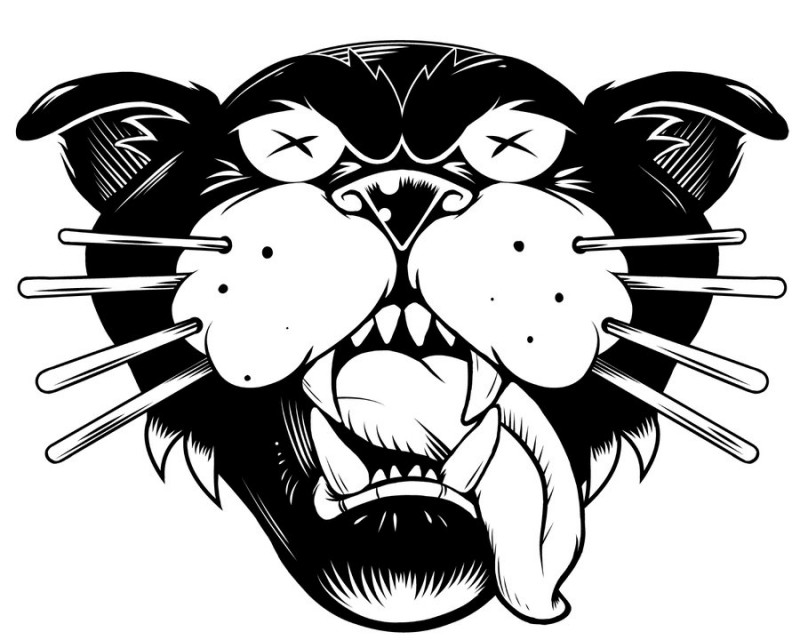 Exhausted black-and-white panther muzzle tattoo design by Lmt337