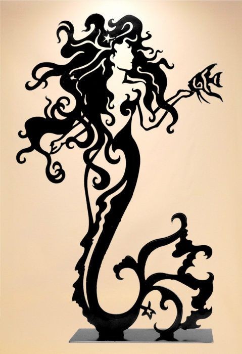 Exiting black tribal mermaid silhouette tattoo design