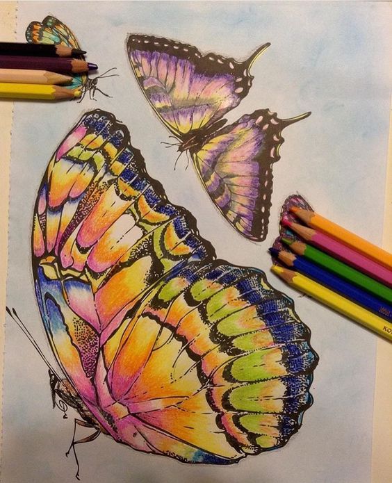 Exiting multicolor butterflies tattoo design