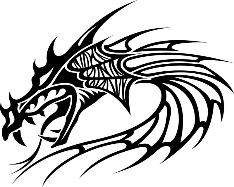Fabulous black tribal dragon head tattoo design by Fabian14d