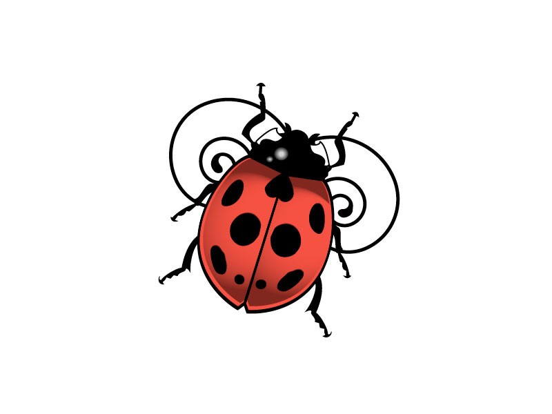 Fabulous colored ladybug with curled horns tattoo design