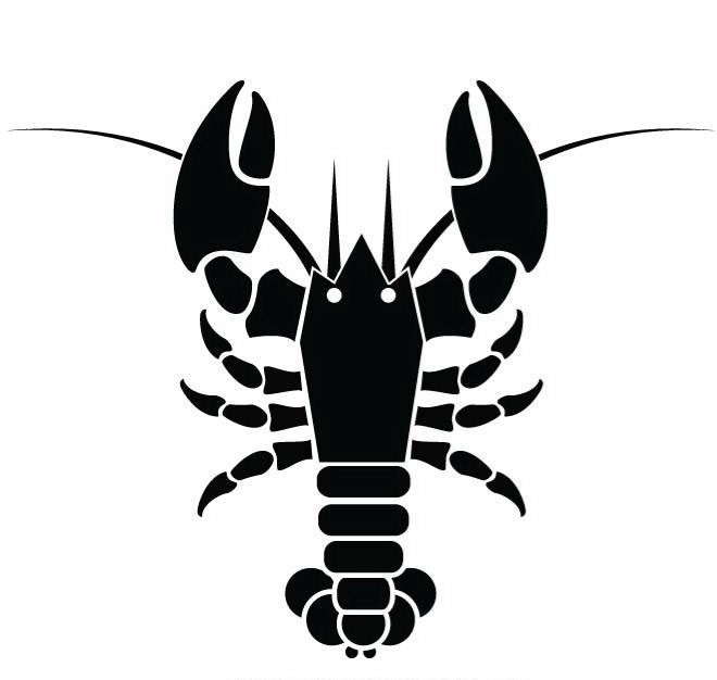 Fantastic black-ink lobster water animal tattoo design