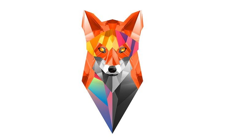 Fantastic geometric vivid color fox portrait tattoo design