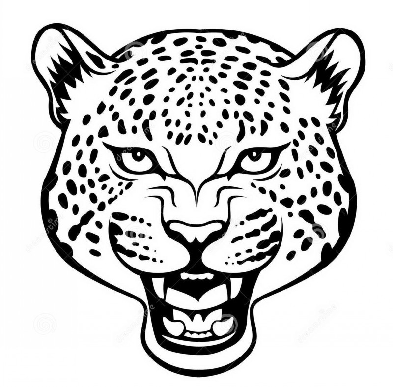 Fantastic outline gnarling cheetah head tattoo design