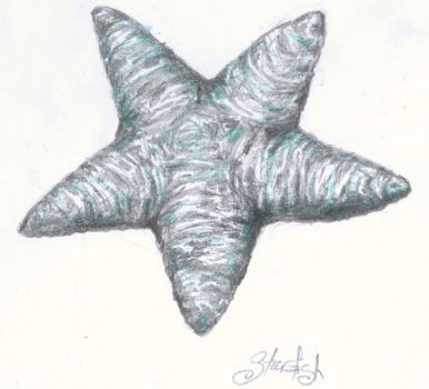 Fat grey starfish with turquoise shine tattoo design by Poisonous Groffle