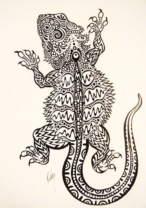 Fat ornate lizard tattoo design